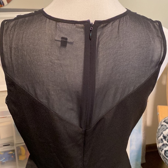 CABI gorgeous black sheer pleated neckline and peplum hem top! Fancy black tie. - Picture 5 of 11